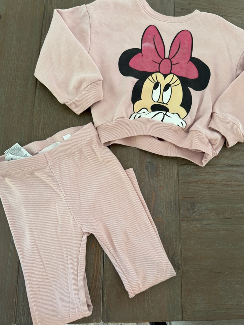 GAP Pink Minnie Mouse Ribbed Kids Matching Set